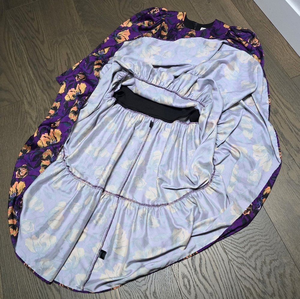 Purple Floral Midi Dress with Yellow Accents - Picture 14 of 15